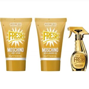 Fresh Couture Gold Miniature Gift Set for Women (edP 5ml + Bath and Shower Gel 25ml + Body Lotion 25ml) by Moschino